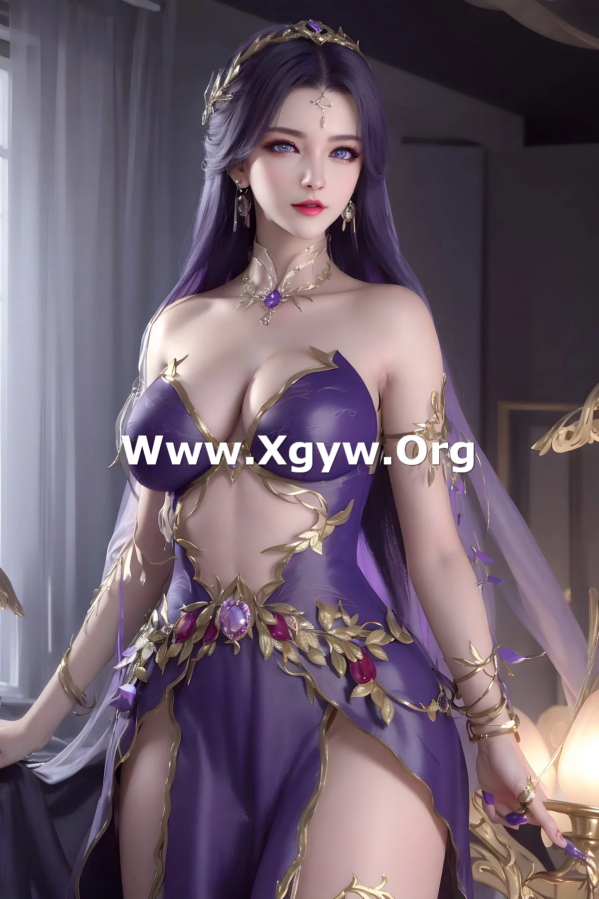 Xgyw.Org_AI美图035期云曦主题性感紫色情趣内衣美女秀完美身材写真及下载93P